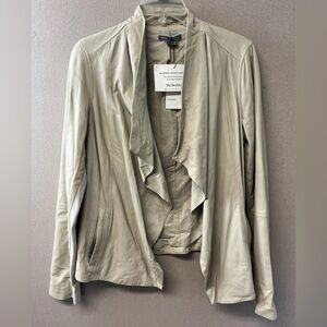 (NWT) Vince Women's Ivory Leather Moto Jacket